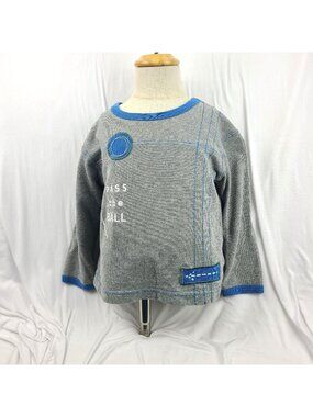 Hanna Andersson Grey Long Sleeve Blue Neck Pass the Ball Boy 4 100